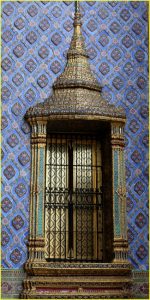 Ornate window in Phra Mandop (library) at Wat Phra Kaew, Bangkok