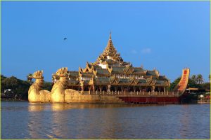 The Karaweik Palace on Kandawgyi Lake, Yangon, Myanmar