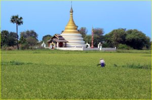 Golden stupa in Inwe near Mandalay, Myanmar