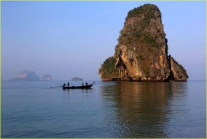 Sea stack off Phra Nang Beach, Railay near Krabi, Thailand