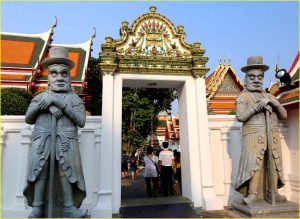 Farang guards (caricatures of Westerners) at the inner gates to Wat Pho Bangkok