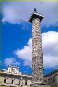 Copy of Trajan's Column on Piazza Colonna in central Rome