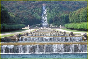 Gardens of Palazzo Reale with artificial waterfall, Caserta near Napoli