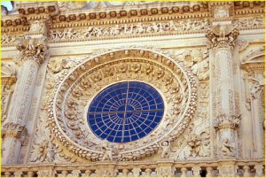 Famous rose window in Santa Croce Church, Lecce, Puglia