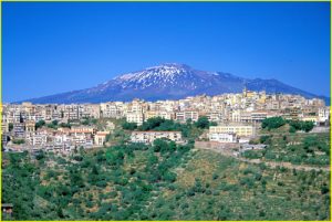 Hilltop town of Centuripe and Etna, Sicily