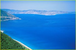 Messina Straits, Sicily on the horizon