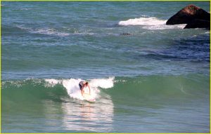 First attempts at surfboarding