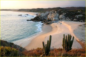 Sunset on San Augustin beach, Pacific coast of Huatulco