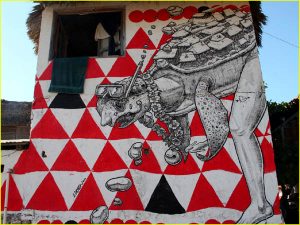 A house facade on the Zipolite beach, Oaxaca