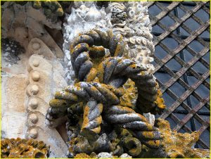 Detail of Manueline window of the Great Cloister in Templars Convento de Cristo, Tomar