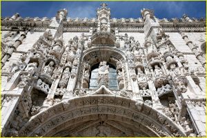 Detail of the south portal of Mosterio dos Jeronimos, Belem, Lisbon