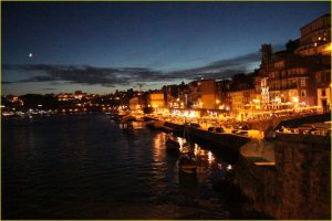 Ribeira, Porto, at night
