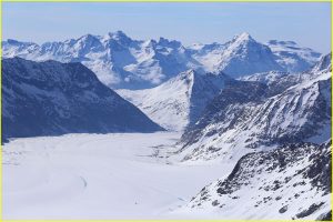 View from Jungfraujoch on Aletsch glacier - the largest in the Alps