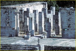 Chacmool (reclining figure) on top of Temple of Warriors, Chichen Itza