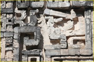 Detail of doorway to Palacio Principal (rattlesnake's tail), Hochob