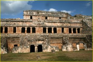 Three-tiered El Palacio in Sayil, reminiscent of Minoan palace in Heraklion, Crete