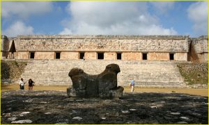 Double headed jaguar in front of the Governor's Palace, Uxmal