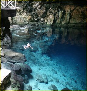 Swimming in the Cenote de Cuzama