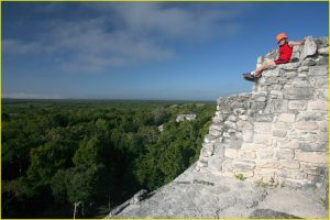 On the top of a pyramid, Becan